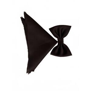 NEW QUIET LUXURY men's bow tie and pocket piece in chocolate brown